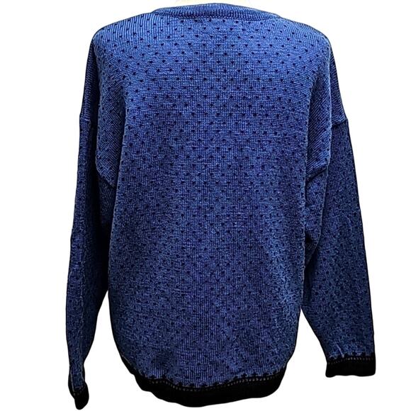 Apleks Women 100% Wool Button Front Scandinavian Blue Cardigan Sweater Size L/XL - Picture 4 of 8